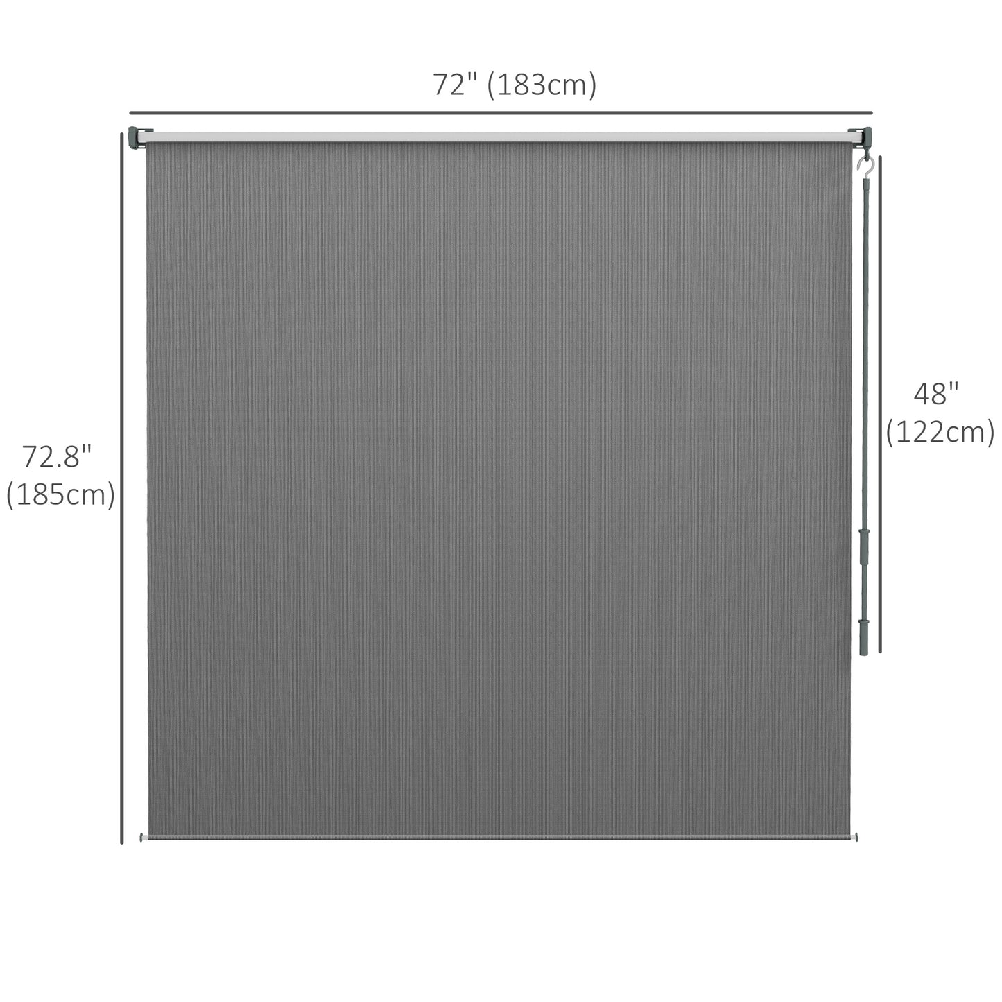 6' x 6' Patio Door Blinds, Outdoor Roller Shades, Cordless Roll Up Shade for Porch Gazebo, Light Grey