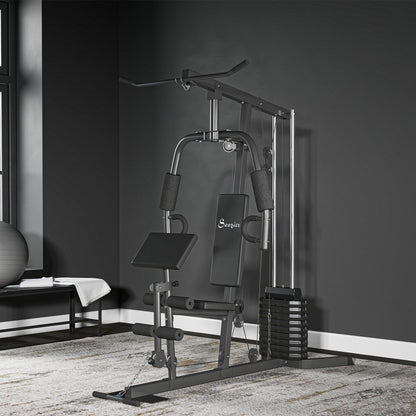 Soozier Multi-Exercise Home Gym Station with 99lbs Weight Stack, for Full Body Workout