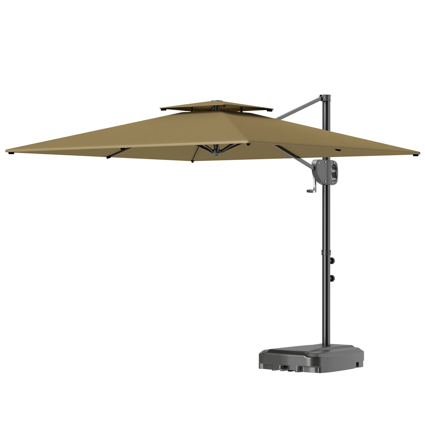 Square Cantilever Patio Umbrella, Double Top Patio Hanging Offset Umbrella with Crank & Tilt, 8' x 9', khaki