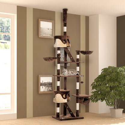 94"-102" Huge Cat Tree Ceiling High Cat Condo Scratching Post Activity Center Multi-Level Play House