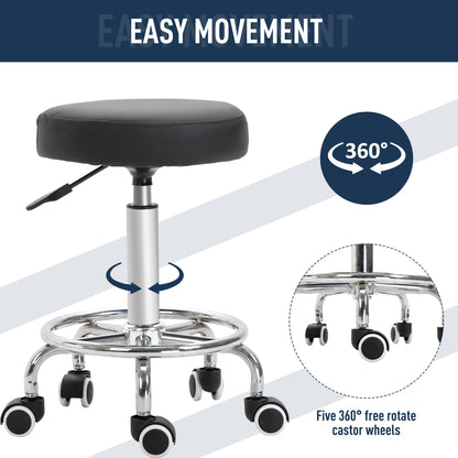 Adjustable Swivel Salon Stool Hydraulic PU Barber Rolling Massage Tattoo Chair Bar Beauty SPA Seat Black