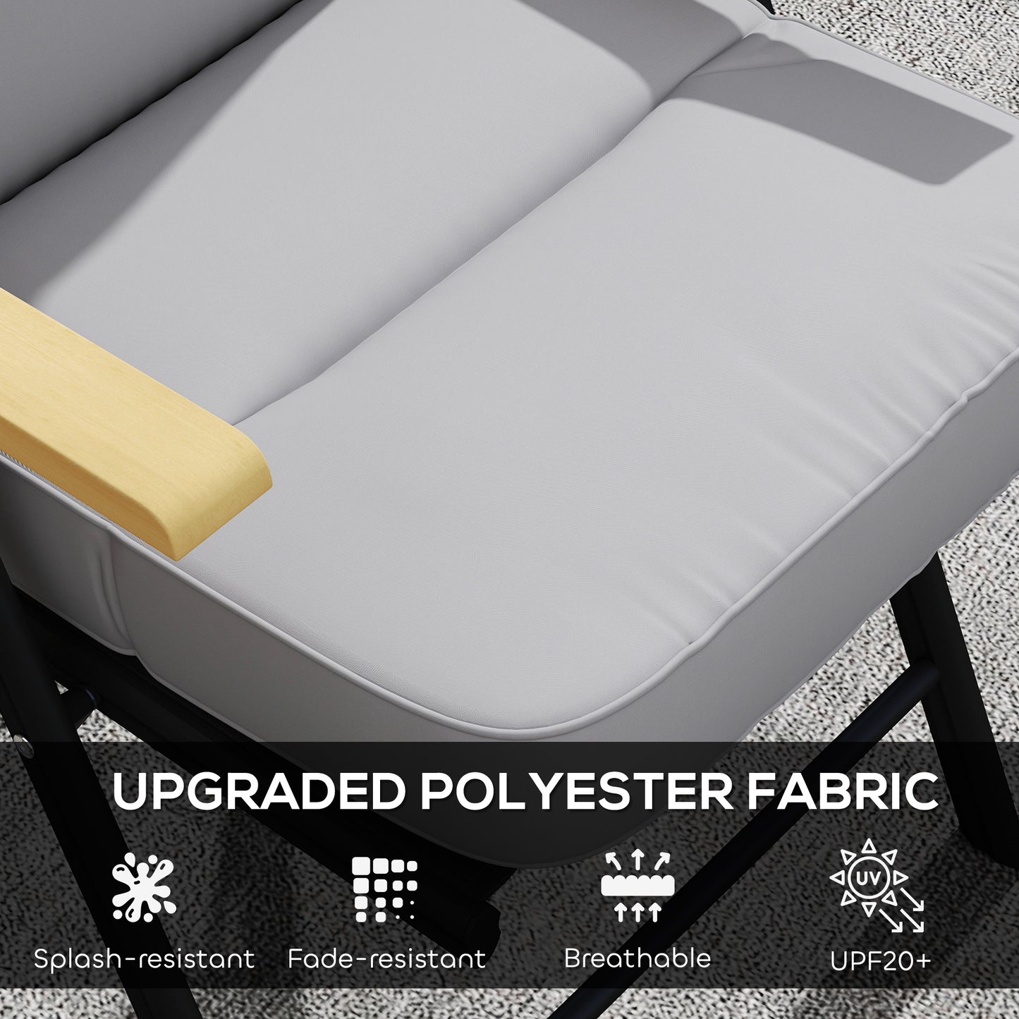 Outdoor Seat Cushion with Back, Outdoor Chair Cushion with Ties and Adjustable Strap, UPF 20+Non-Slip Patio Cushion Replacement for Outdoor Chair, Light Grey