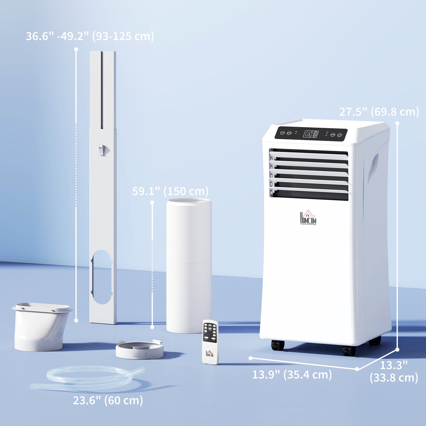 8000BTU Mobile Portable Air Conditioner with Cooling, Dehumidifier, 2 Speed Fans, 24-Hour Timer for Bedroom, White