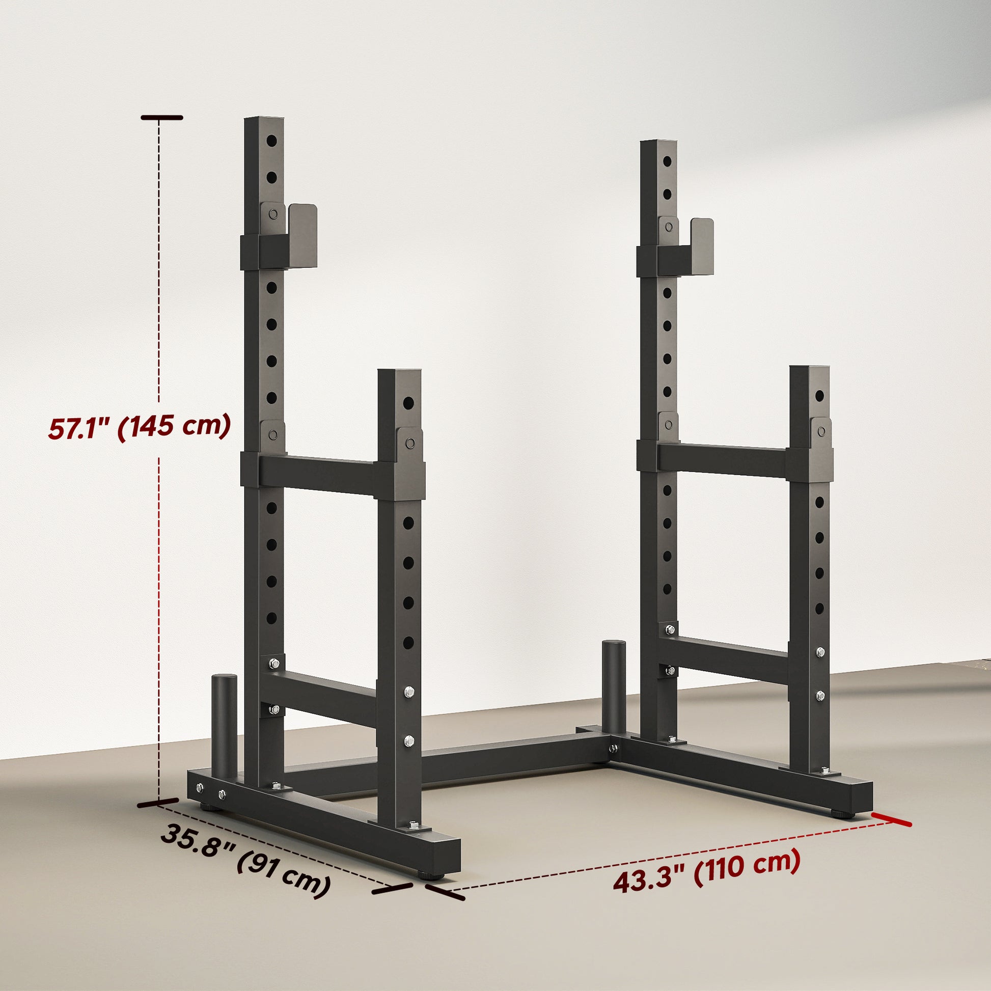 Soozier Adjustable Squat Rack, 660 lbs Multi-Function Barbell Rack for Weight Lifting and Home Gym Strength Training, Black