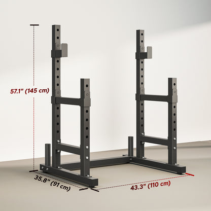 Soozier Adjustable Squat Rack, 660 lbs Multi-Function Barbell Rack for Weight Lifting and Home Gym Strength Training, Black