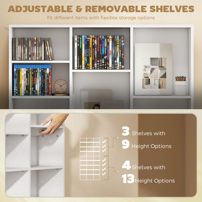 Media Storage Cabinet, 9-Tier DVD Shelf with 21 Adjustable Shelves, Holds 835 CDs, 500 DVDs or 640 Blu-rays, White