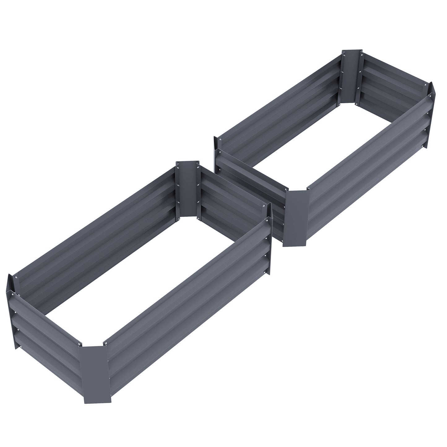 Set of 2 Raised Garden Bed, Steel Elevated Planter Box for Flowers, Herbs, Succulents, 39"x20"x12", Dark Grey