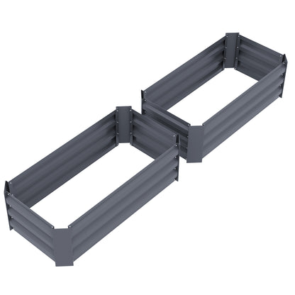 Set of 2 Raised Garden Bed, Steel Elevated Planter Box for Flowers, Herbs, Succulents, 39"x20"x12", Dark Grey