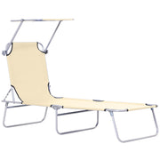 Outdoor Lounge Chair with Sun Shade for Beach, Camping, Hiking, Backyard, Beige