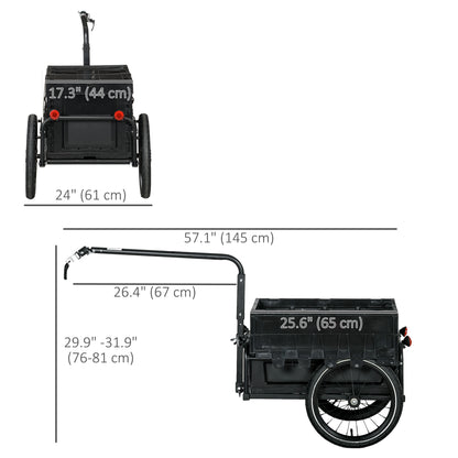 Aosom Steel Trailer for Bike, Bicycle Cargo Trailer with Foldable Storage Box and Safe Reflectors, Max Load 88LBS, Black