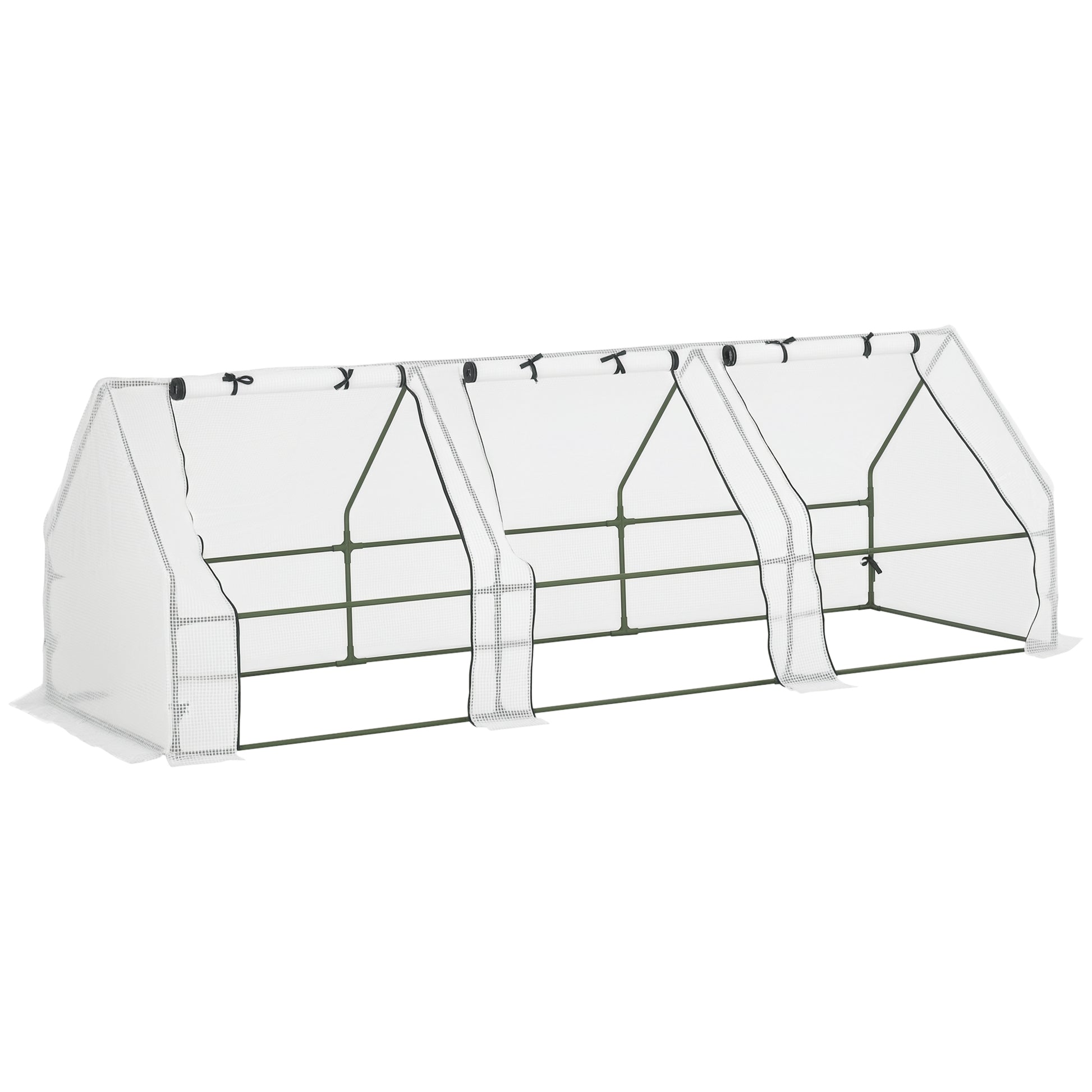 9' x 3' x 3' Outdoor Mini Greenhouse, Portable Tunnel Greenhouse with Large Zipper Doors and PE Cover for Garden, White