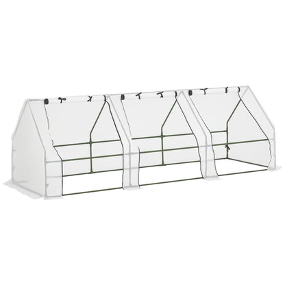 9' x 3' x 3' Outdoor Mini Greenhouse, Portable Tunnel Greenhouse with Large Zipper Doors and PE Cover for Garden, White