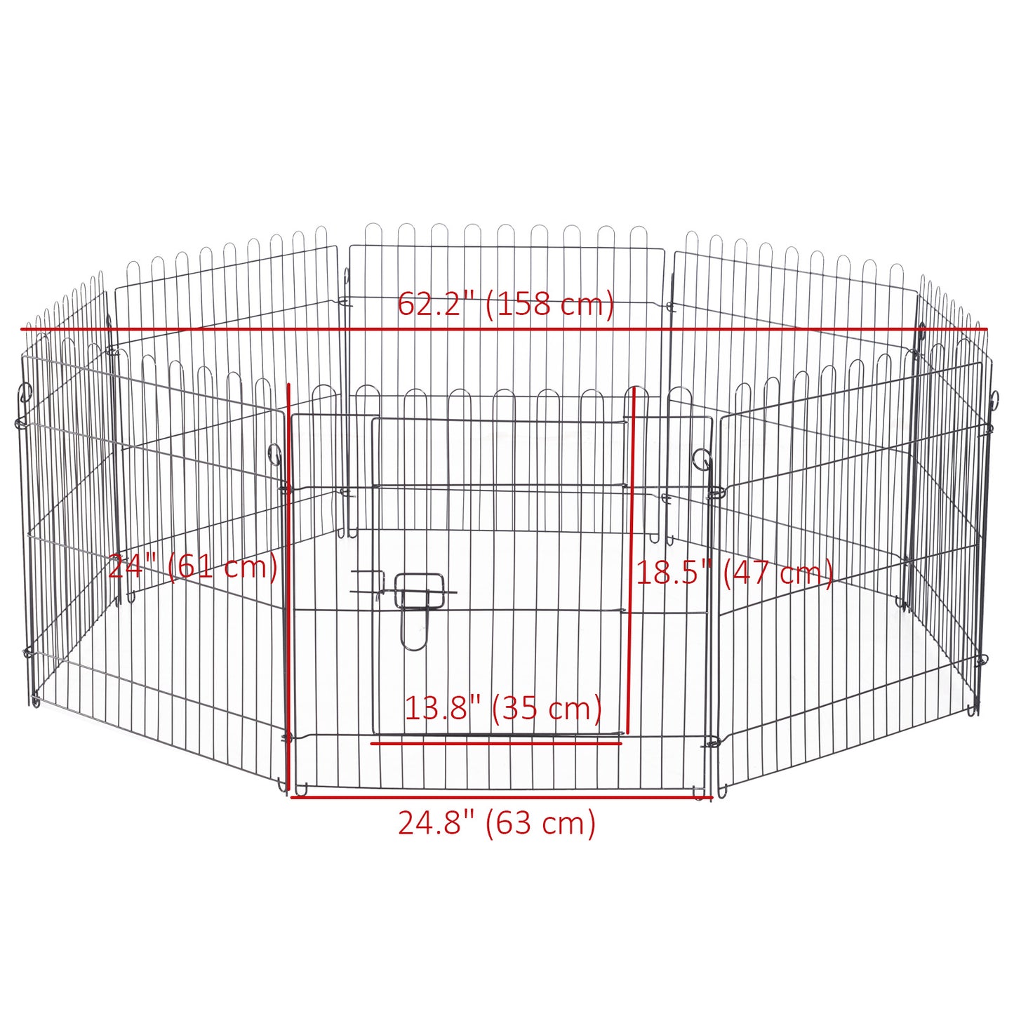 24inch 8-Panel Dog Playpen Octagon Pet Exercise Playpen Crate Foldable Dog Cage Pen Puppy Kennel, Black