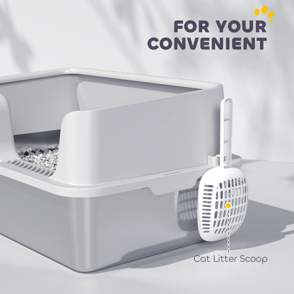 Stainless Steel Cat Litter Box with Lid with Scoop, High Sided, Non-Stick, & Anti-Urine Leakage, Easy Cleaning