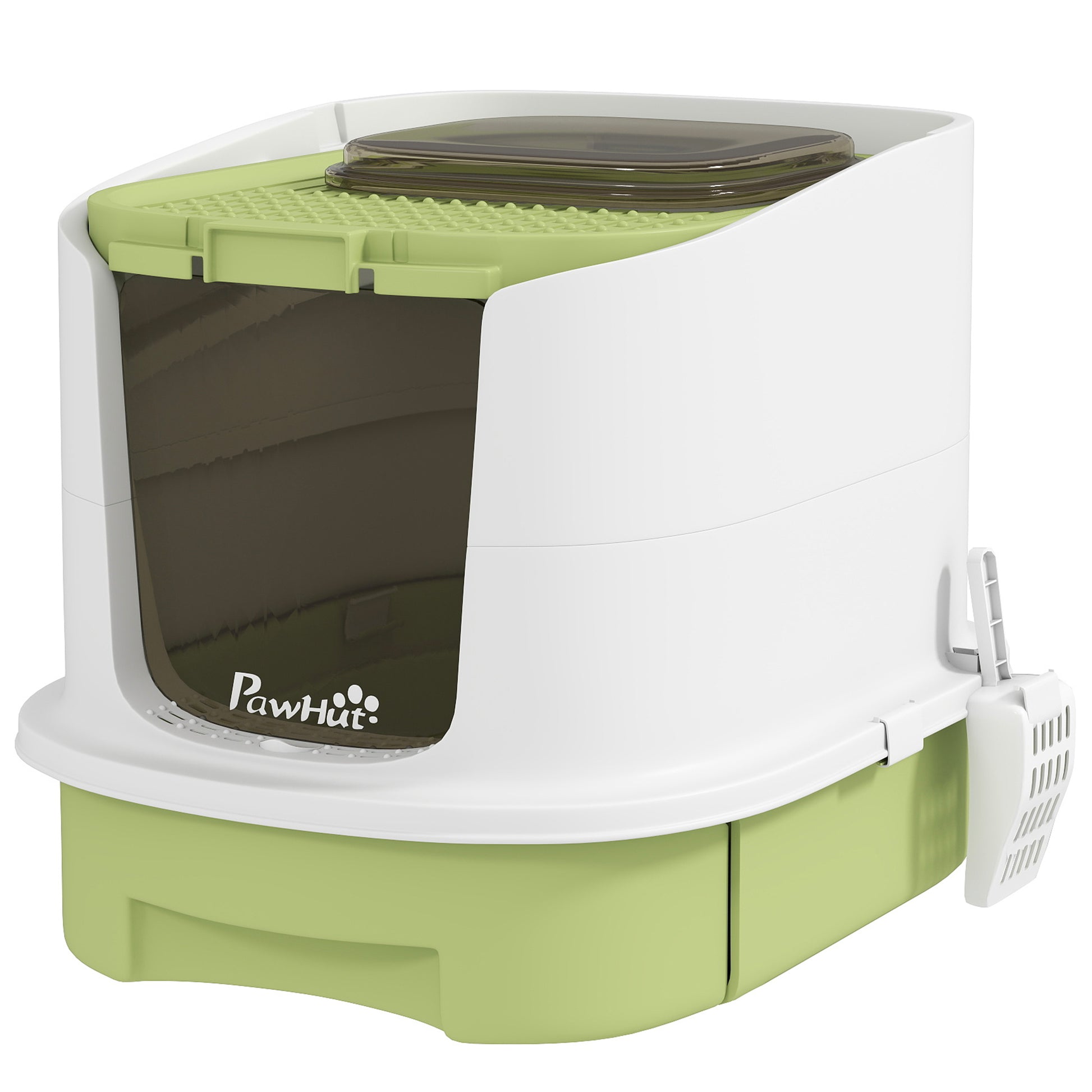 Enclosed Cat Litter Box with Lid, Scoop, Top Entry, Deodorization Bags, Drawer Type Cat Litter Tray, Easy to Clean, Green