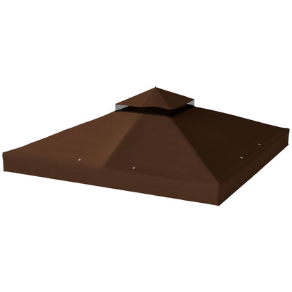 10' x 10' Gazebo Canopy Replacement Cover, 2-Tier Garden Gazebo Roof Replacement, UPF30+, TOP COVER ONLY, Coffee