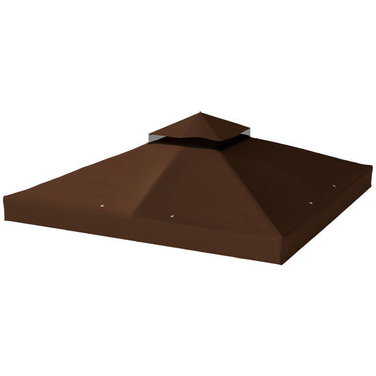 10' x 10' Gazebo Canopy Replacement Cover, 2-Tier Garden Gazebo Roof Replacement, UPF30+, TOP COVER ONLY, Coffee