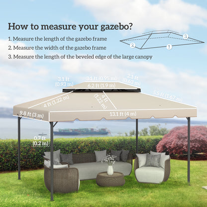 13' x 10' Gazebo Replacement Canopy, Gazebo Top Cover with Double Vented Roof for Garden Patio(TOP ONLY), Beige