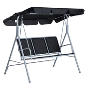 3-Seater Patio Swing, Outdoor Swing Chair, A Frame Porch Swing with Canopy Garden Hammock Glider Bed, Black
