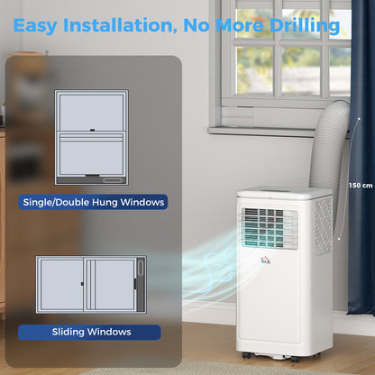 Small Portable AC 8000 BTU, Dehumidifier, Remote Control, 24-Hour Timer, Window Mount Kit for Bedroom, Cream