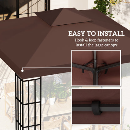 10' x 10' Square 2-Tier Gazebo Canopy Replacement Top Cover Outdoor Garden Sun Shade, Coffee