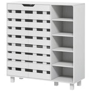 Shoe Cabinet, 21 Pair Shoe Storage Cabinet Organizer with 5-tier Double Door Cupboard and 5-tier Open Shelves, White