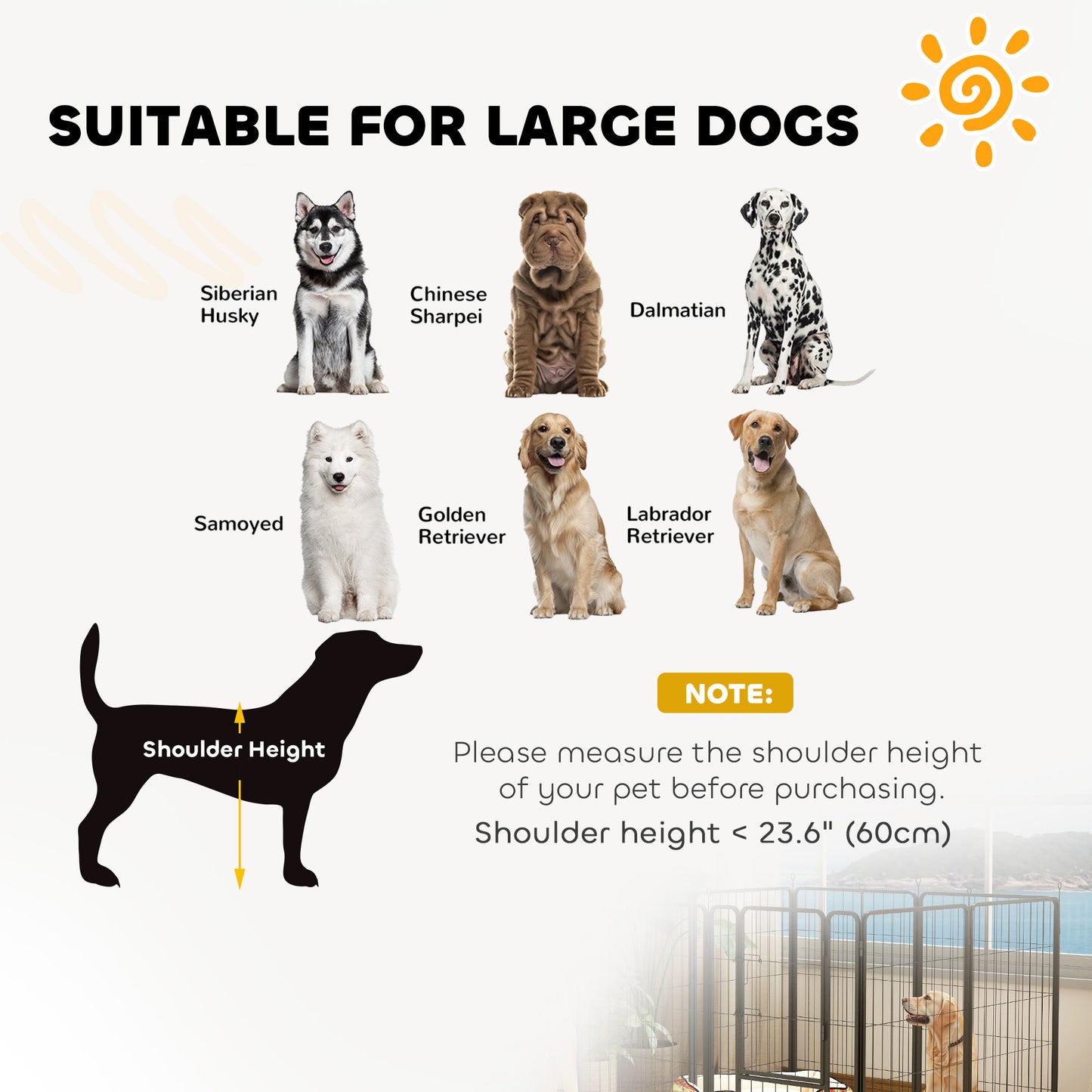 39" Dog Playpen Indoor Outdoor, Portable Foldable 8 Panels Pet Playpen with Door & Strap for Large Dogs
