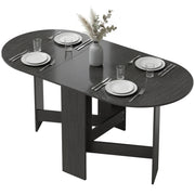 Oval Folding Dining Table, Space Saving Drop Leaf Kitchen Table for Dining Room, Living Room, Black