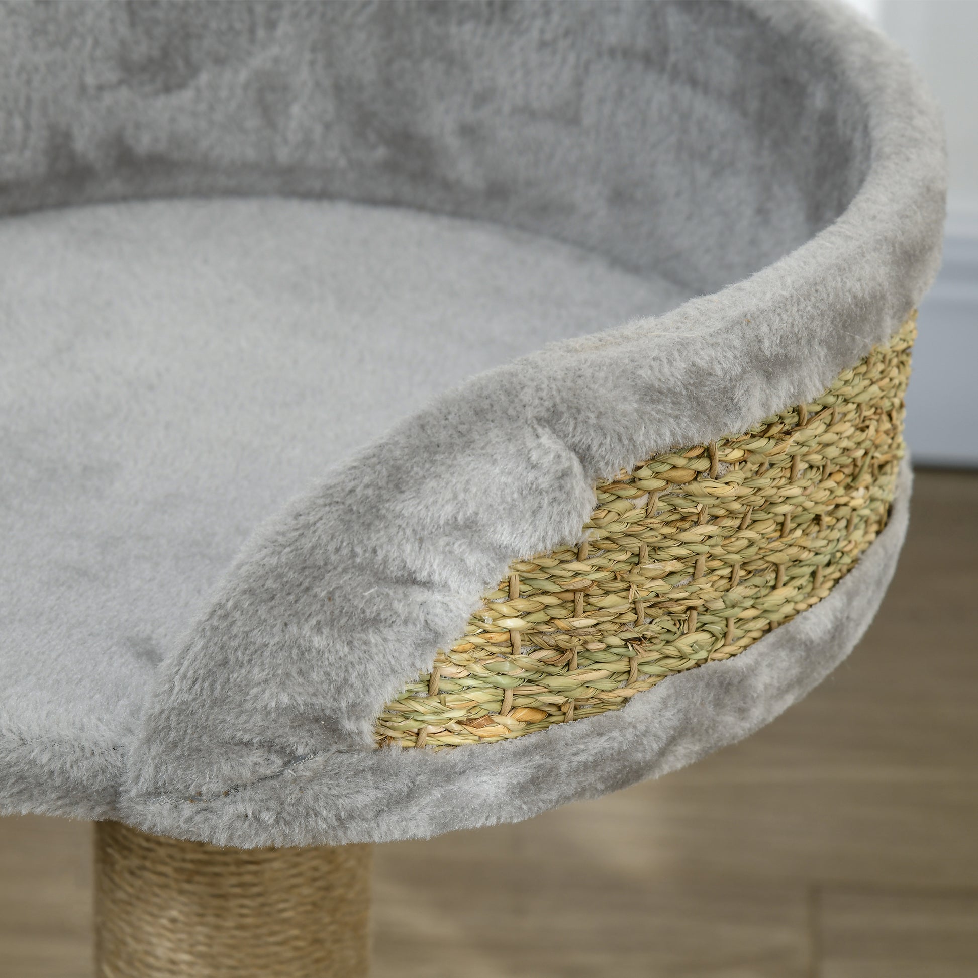 Cat Tree with Scratching Post, Toy Ball, Perch, Small Cat Tower for Indoor Cats - 16" x 16" x 19", Grey