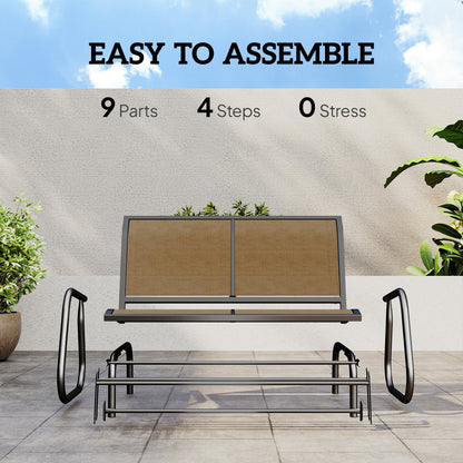 Outdoor Glider Bench, 2 Person Patio Glider Chair, Gliding Outdoor Garden Loveseat Swing Bench with Breathable Mesh Fabric, Steel Frame for Backyard, Porch, Brown
