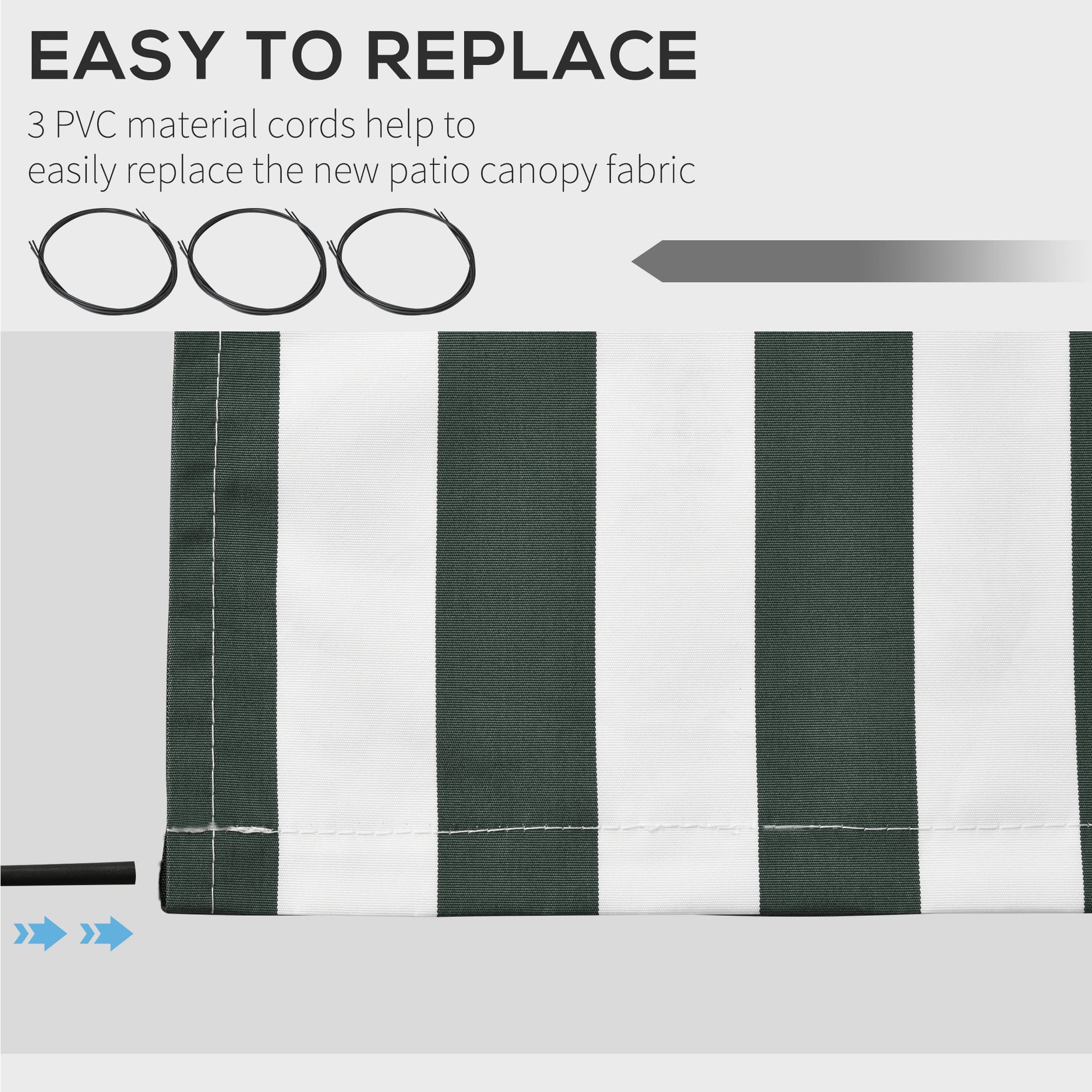 11' x 10' Retractable Awning Fabric Replacement Outdoor Sunshade Canopy Awning Cover, UV Protection, Green and White