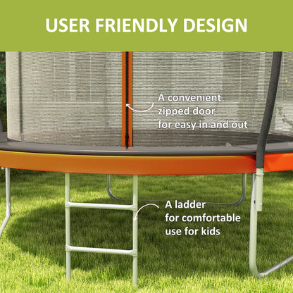Soozier 10ft Outdoor Trampoline with Enclosure Net and Ladder, Backyard Fitness Trampoline for Teens and Adults