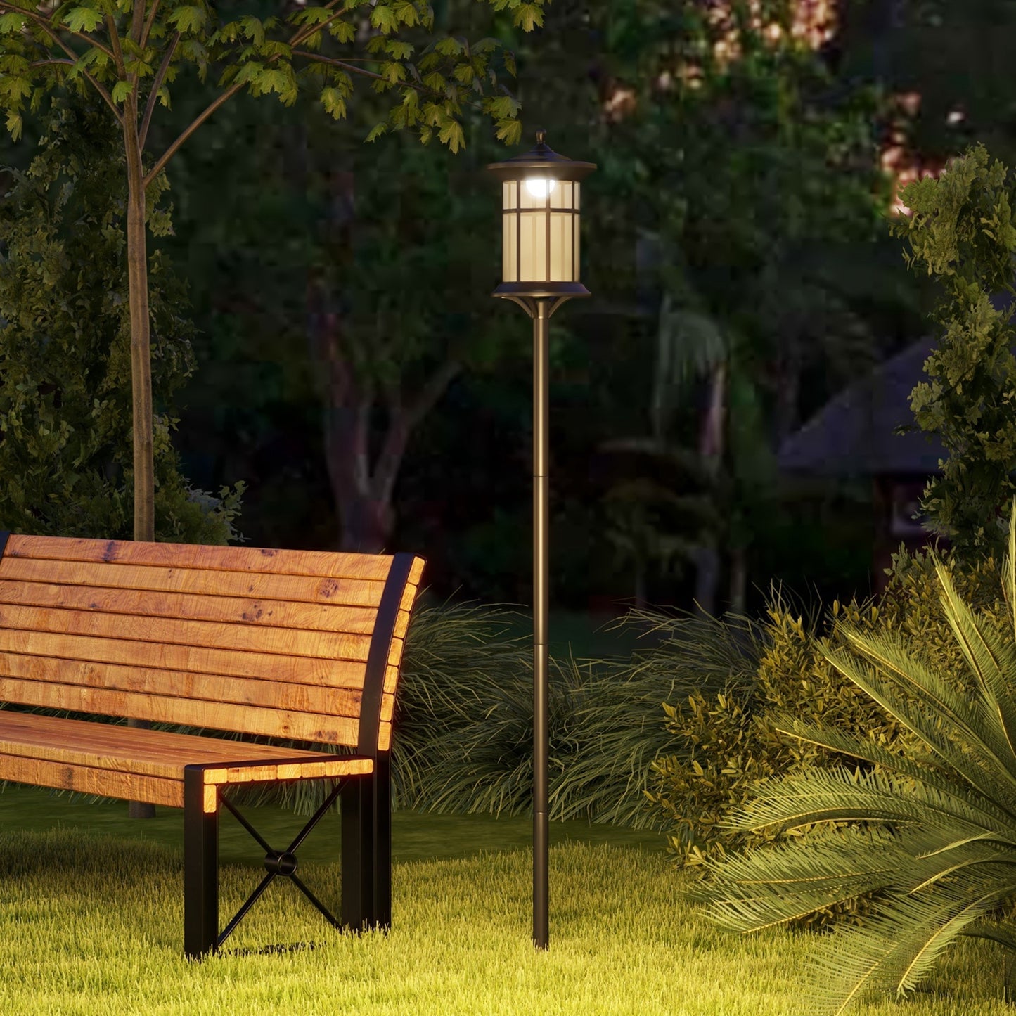72" Solar Post Light, Cool White LED Outdoor Lamp, Waterproof IP44 for Patio, Garden, Backyard, Pathway