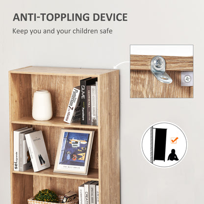5-Tier Bookcase, Storage Bookshelf with Adjustable Shelves, Display Shelves for Living Room, Home Office, Nature Wood