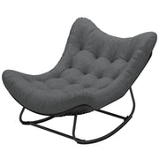 Outdoor Rocking Chair, Oversized Patio Egg Chair with Padded Cushion, Rattan Wicker for Indoor, Backyard, Dark Grey