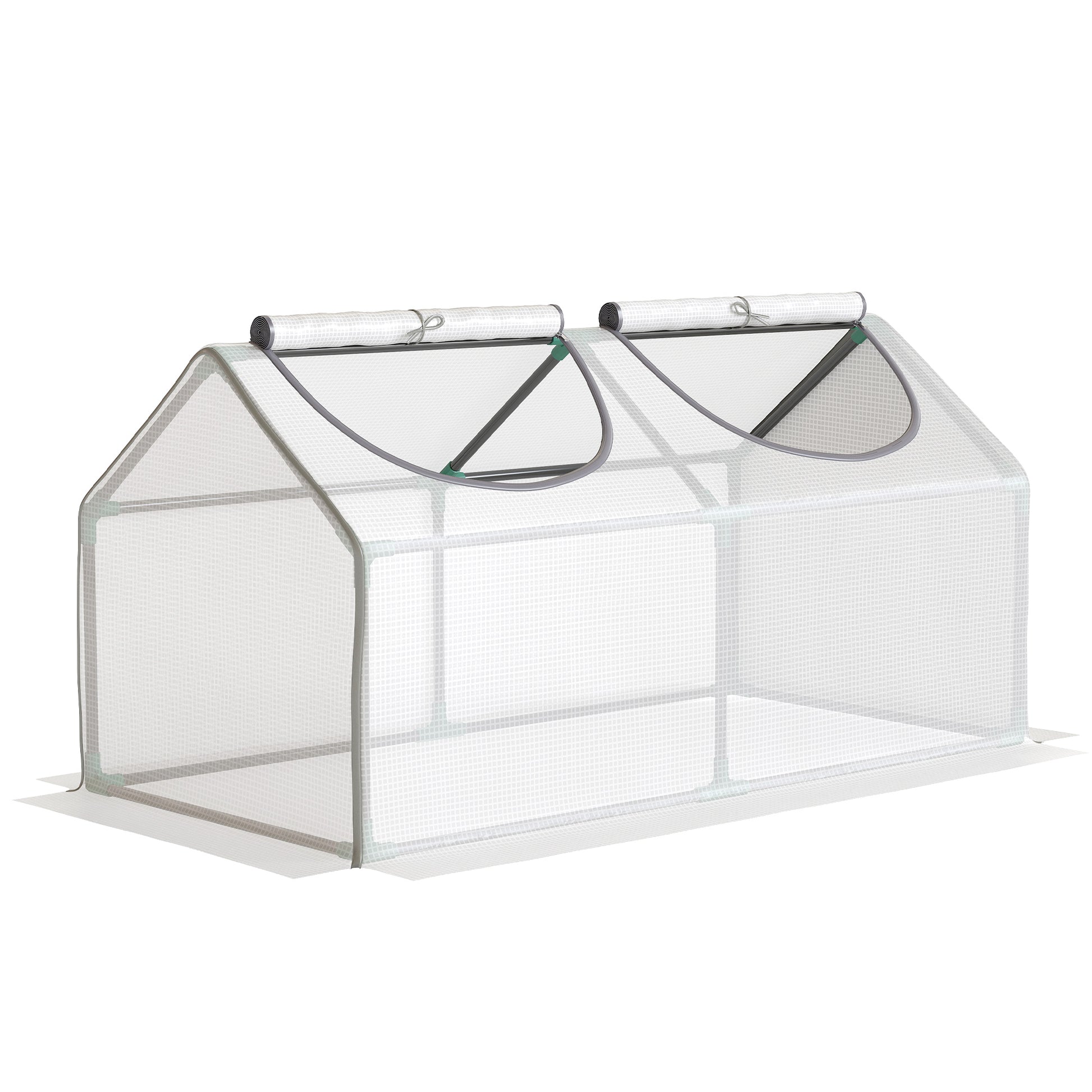 Portable Mini Tunnel Greenhouse Garden Warm House with 2 Windows Steel Frame PE Cover, 47" x 24" x 24", White