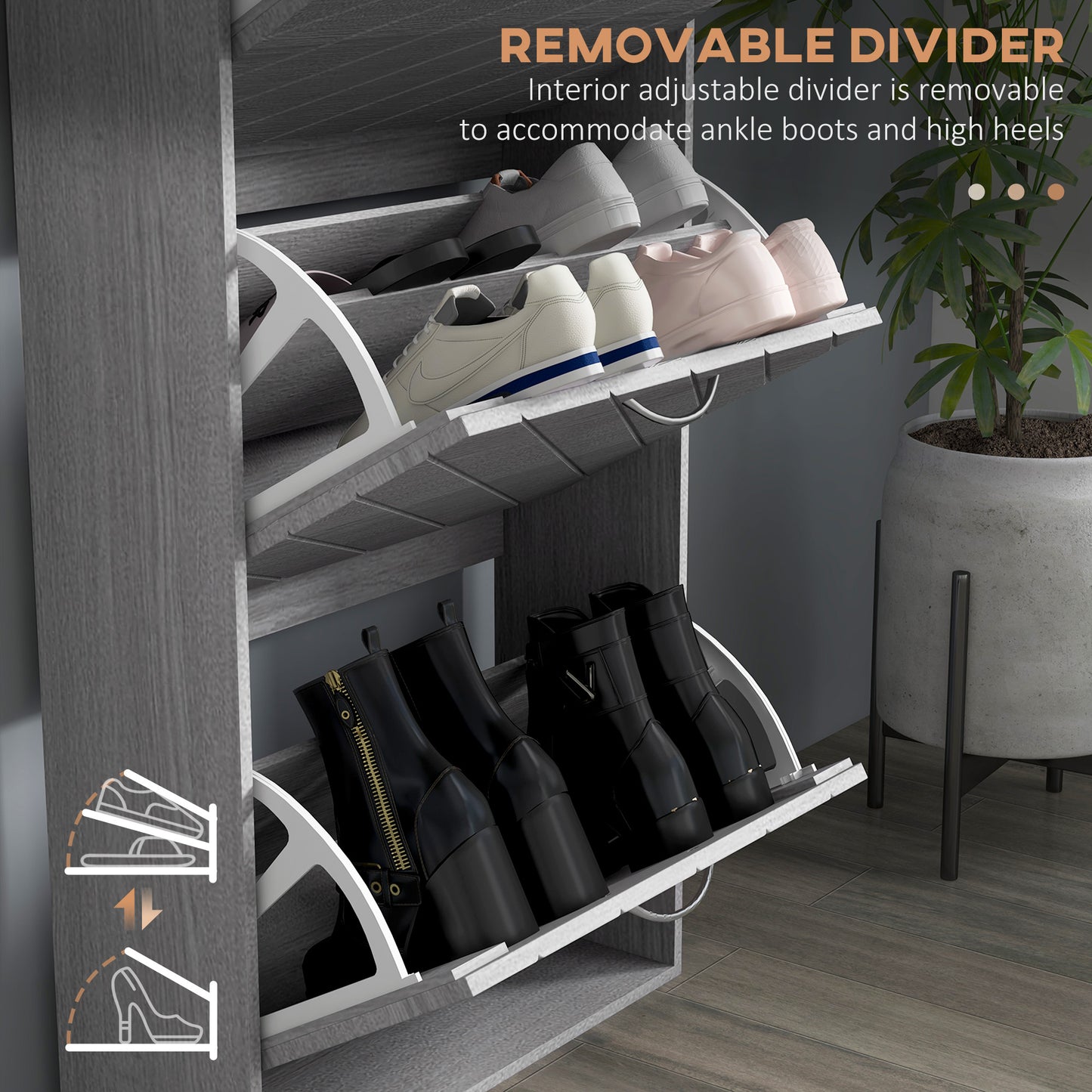 Shoe Storage Cabinet with 3 Flip Drawers, Narrow and Slim, 12 Pair of Shoes Organizer for Hallway, Entryway