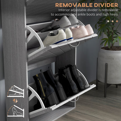 Shoe Storage Cabinet with 3 Flip Drawers, Narrow and Slim, 12 Pair of Shoes Organizer for Hallway, Entryway
