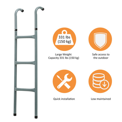 Steel Trampoline Ladder, Fit 12ft & 14ft Trampoline, 3-Step Trampoline Ladder, Trampoline Accessories, 330 lbs Capacity
