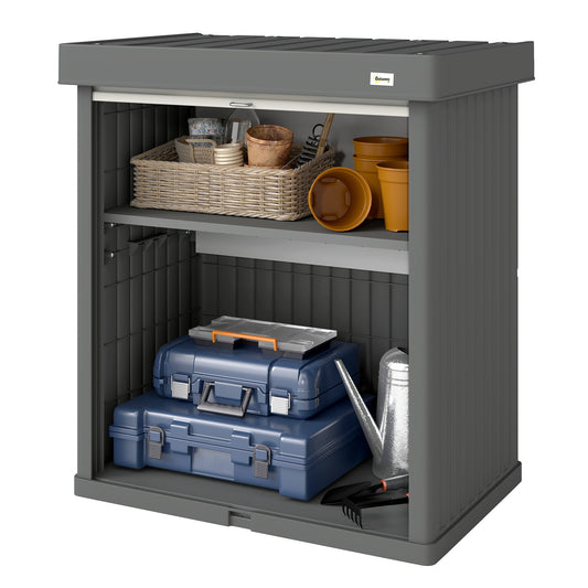 82 Gallon Outdoor Storage Cabinet, UV Resistant Garden Storage Container for Patio, Porch, Poolside, Grey