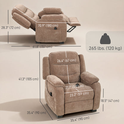 Massage Recliner Chair, Power Recliner with Quiet Brushless Motor, Remote, Pockets, 2 Memory Positions, Brown