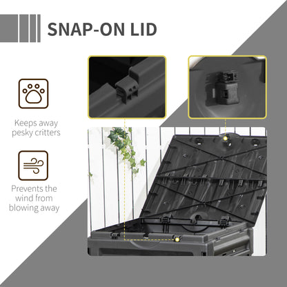 Compost Bin, Garden Composter with 80 Vents and 2 Sliding Doors, 120 Gallon (450L), Black