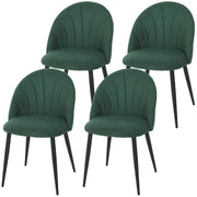 Modern Dining Chairs Set of 4, Upholstered Dining Room Chairs with Metal Legs, Shell Backrest, Padded Seat, Green