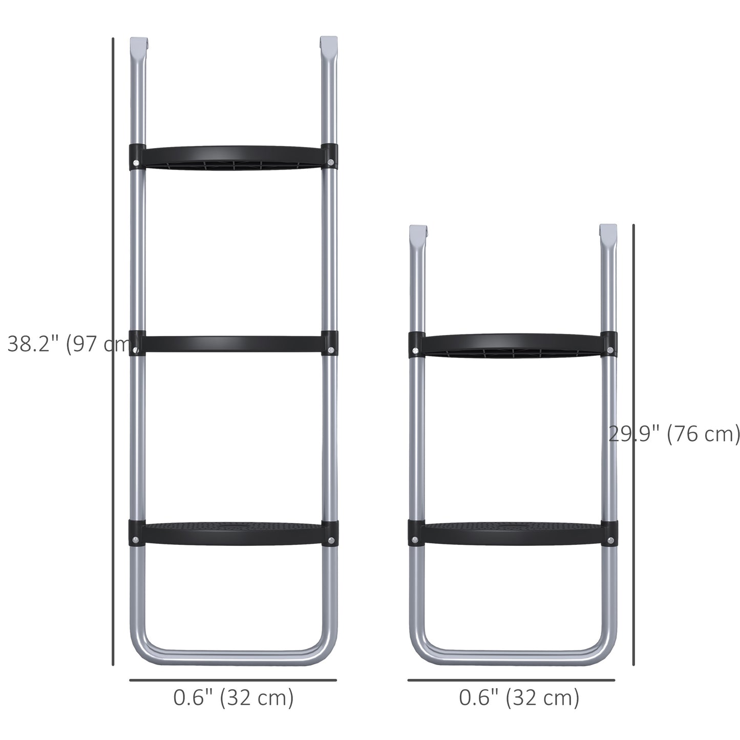 Soozier Trampoline Ladder Steel, 2/3 Steps Outdoor Trampoline Accessories, 38 Inch Length