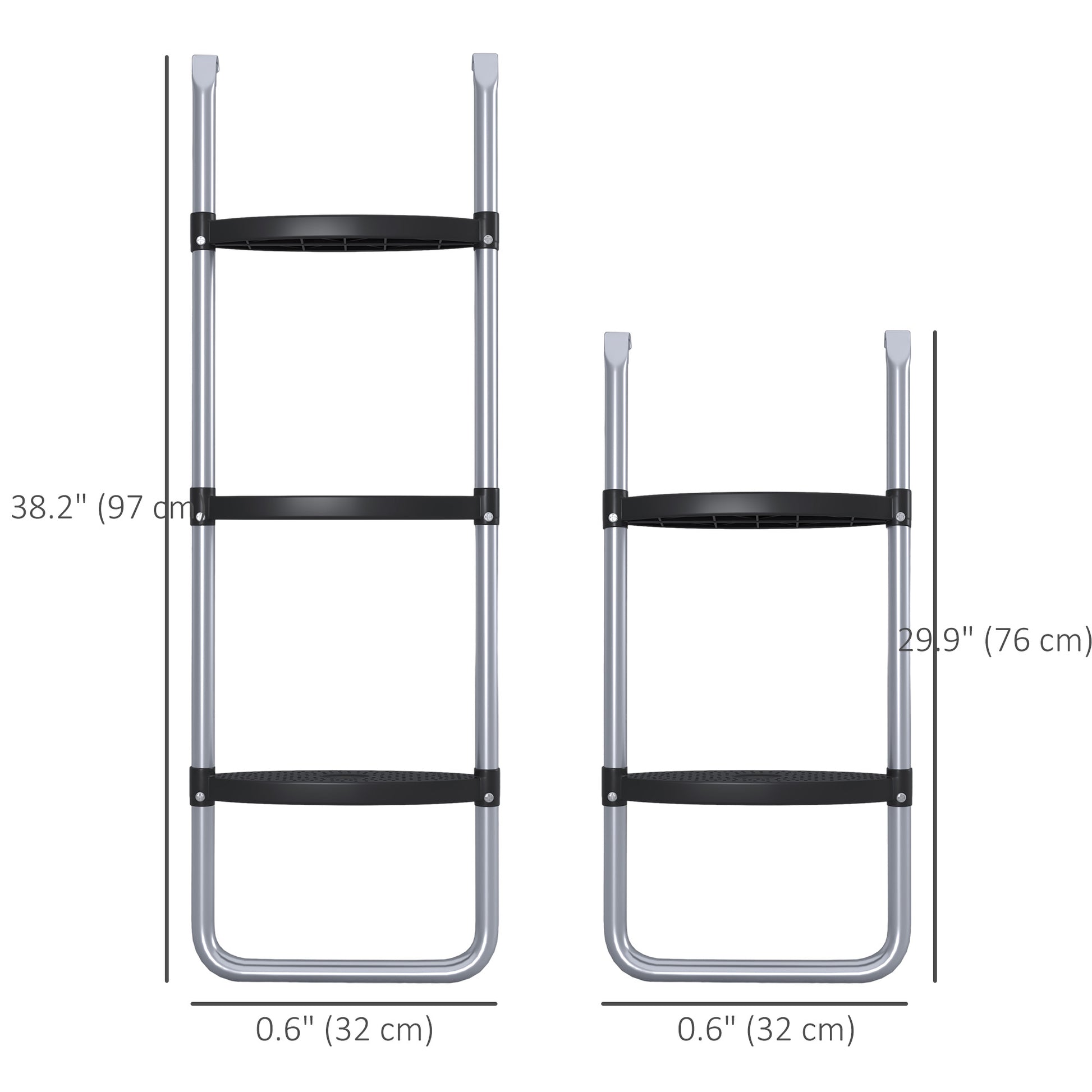 Soozier Trampoline Ladder Steel, 2/3 Steps Outdoor Trampoline Accessories, 38 Inch Length