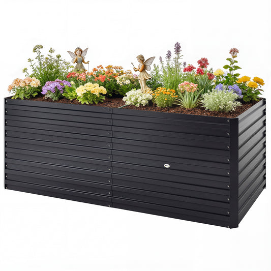 5' x 3' x 2' Raised Garden Bed, Galvanized Planter Box for Growing Flowers, Herbs and Vegetables, Black