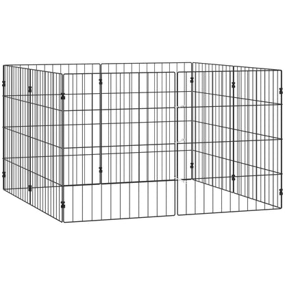 Foldable Metal Exercise Dog Playpen, Expandable Pet Fence Indoor Outdoor Use for Small Dogs, 20" x 24", 8 Panels, Black