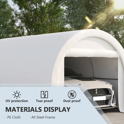 10' x 16' Heavy Duty Portable Carport Tent with Zippered Door, PE Cover for Car, Boat, Motorcycle, Bike, White
