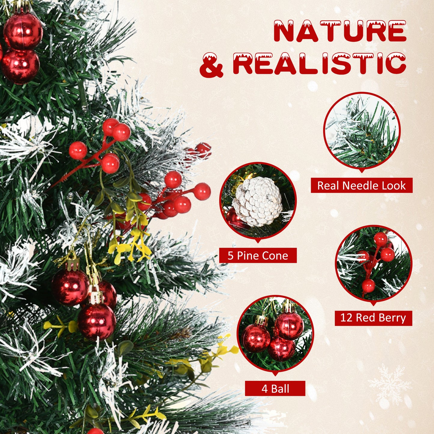 2 Foot/23 inch 2 Pack Prelit Artificial Christmas Tree Cordless with 70 Branches, Warm White LED lights, Red Berries, Pine Cones, Balls, for Outdoor Entryway, Green