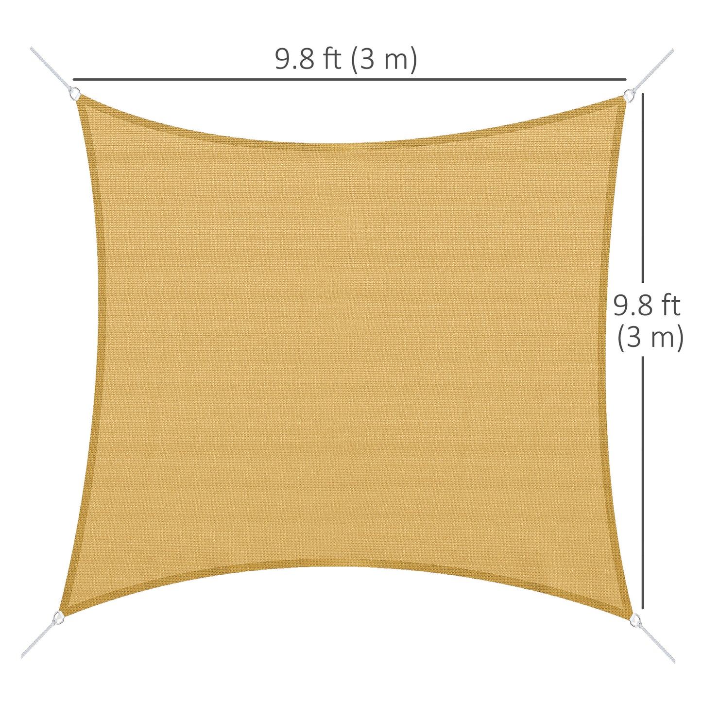 10ft x10ft Square Canopy Sun Shade Sail Garden Cover UV Protector Outdoor Patio Lawn Shelter with Carrying Bag Sand